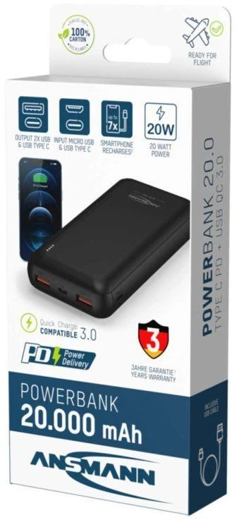 Powerbank Ansmann PB320PD 20000 mAh Juodas