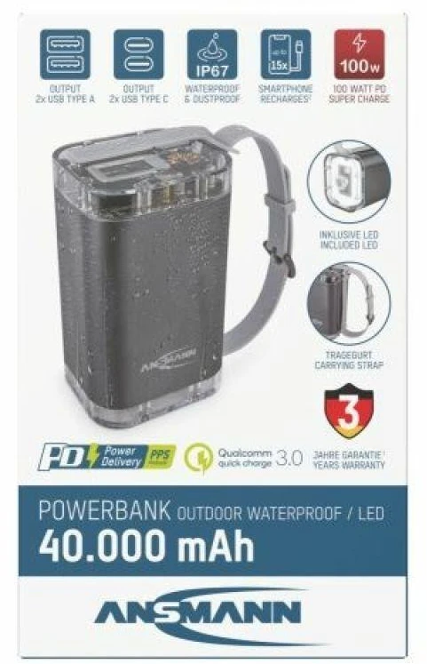 Ansmann PB4100 Ličio polimeras (LiPo) 40000 mAh Sidabras