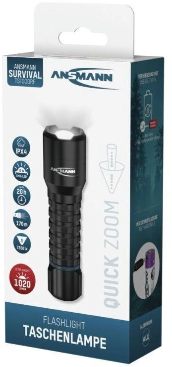 Ansmann TS1000RF juodas LED rankinis žibintuvėlis