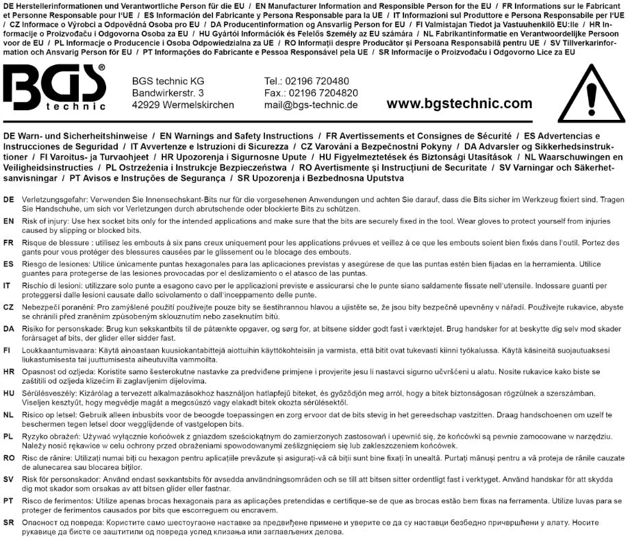 BGS ANTGALIO GALVUTĖ | 12,5 MM (1/2") | VIDINIS ŠEŠIAKAMPIS 7 MM (4253)