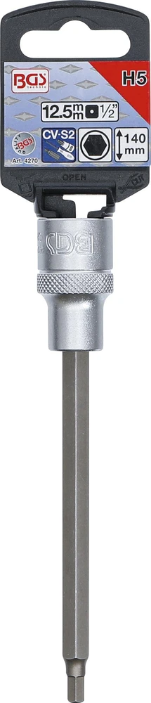 ANTGALIO GALVUTĖ | ILGIS 140 MM | 12,5 MM (1/2") KVADRATINĖ JUNGTIS | VIDINIS ŠEŠIAKAMPIS 5 MM (4270)