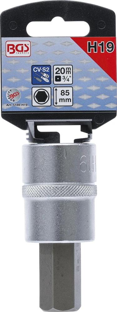 ANTGALIS | 20 MM (3/4") KVADRATINĖ PAVARA | VIDINIS ŠEŠIAKAMPIS 19 MM (5189-H19)
