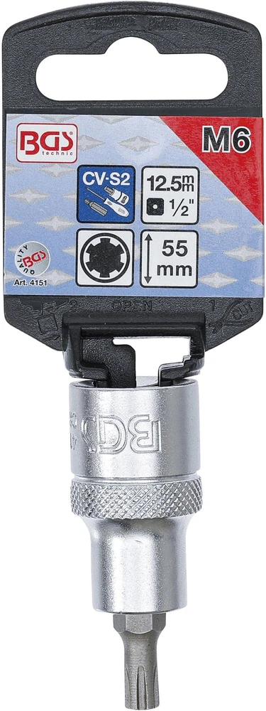 ANTGALVUTIS | 12,5 MM (1/2") KVADRATINĖ PAVARA | SPLAININIS (RIBE) M6 (4151)