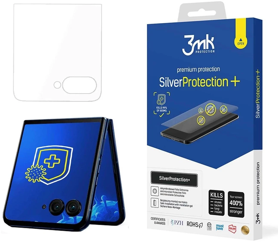 Antibakterinė apsauginė plėvelė 3mk SilverProtection+ Motorola Razr 50 (priekyje)