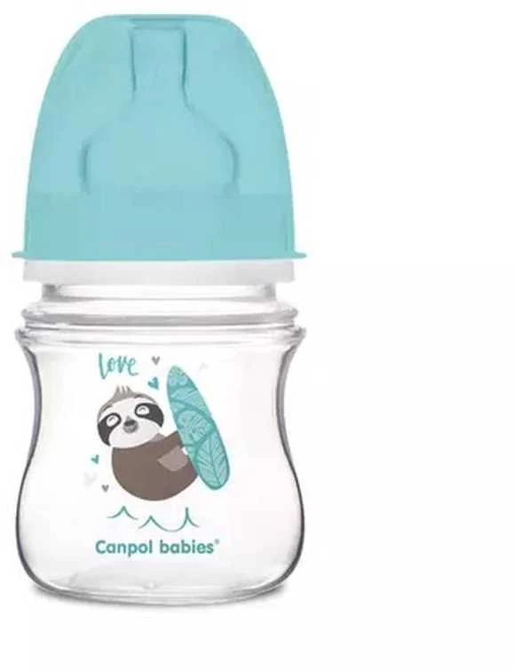 Canpolbabies CANPOL 35/220 EasyStart Exotic 120ml buteliukas nuo dieglių plačios burnos mėlynas