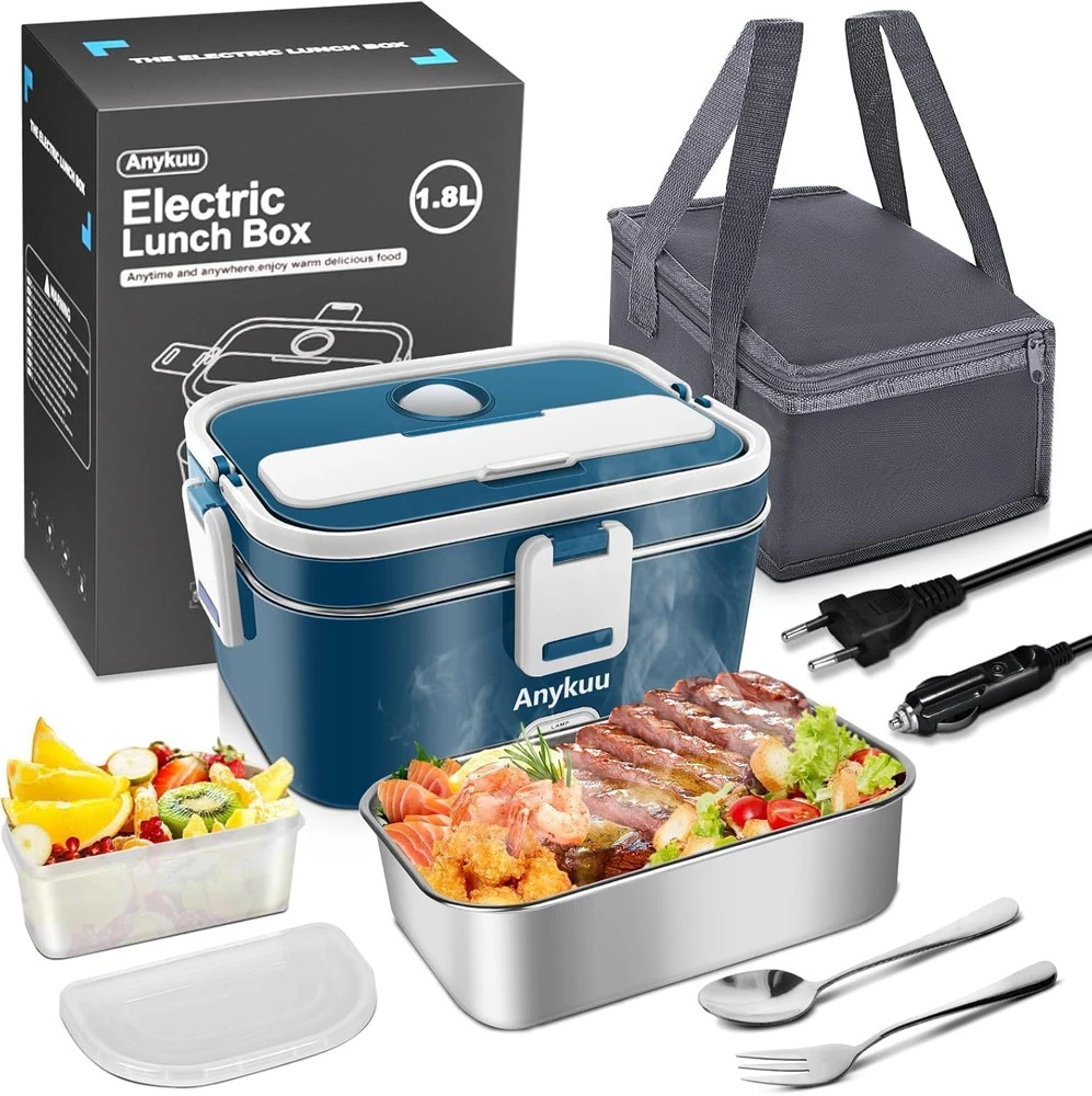 Anykuu elektrinė pietų dėžutė 100 W, 1,8 l, 12 V/24 V ir 220 V/240 V, B0CMYVC2NW