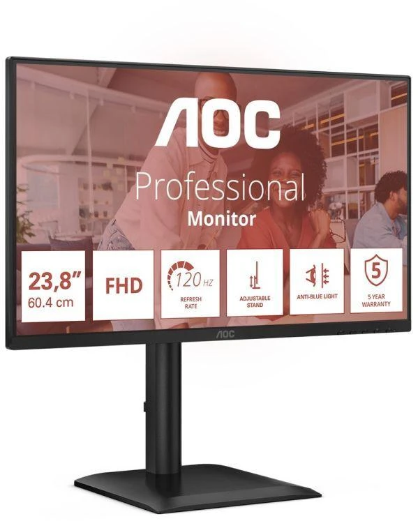 AOC 24E4U kompiuterio monitorius 60,5 cm (23,8 col.) 1920 x 1080 tašk. Full HD LED, juodas