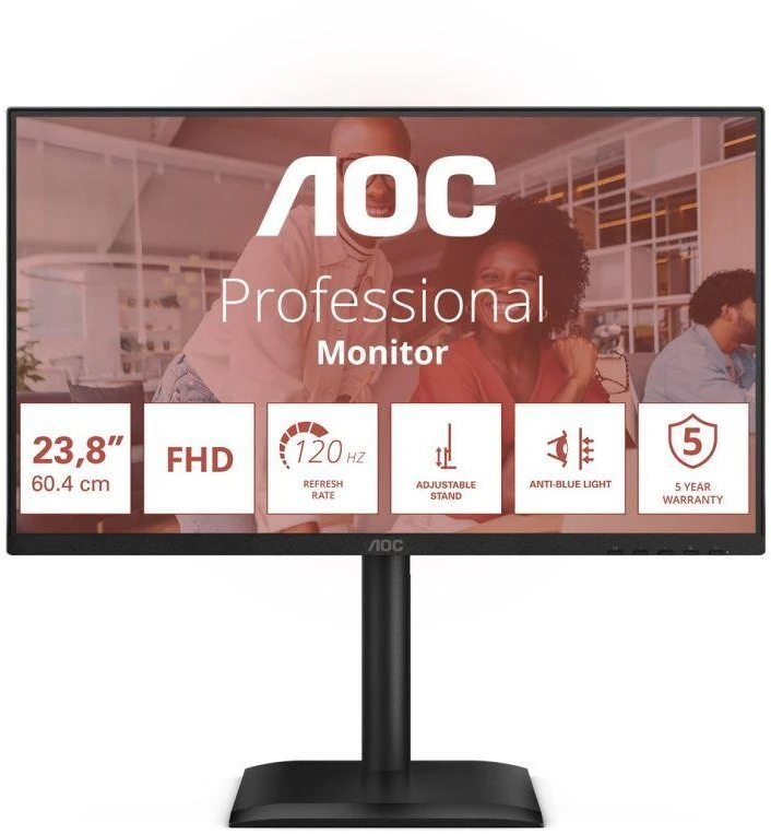 AOC 24E4U kompiuterio monitorius 60,5 cm (23,8 col.) 1920 x 1080 tašk. Full HD LED, juodas