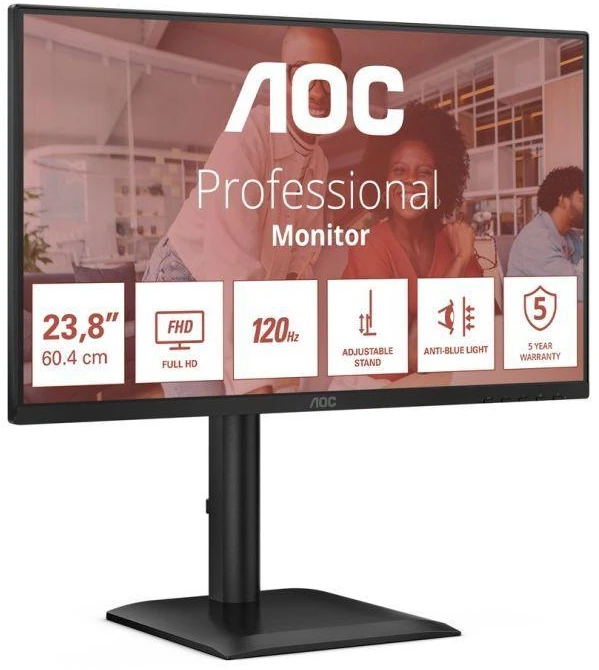 AOC 24E4U kompiuterio monitorius 60,5 cm (23,8 col.) 1920 x 1080 tašk. Full HD LED, juodas