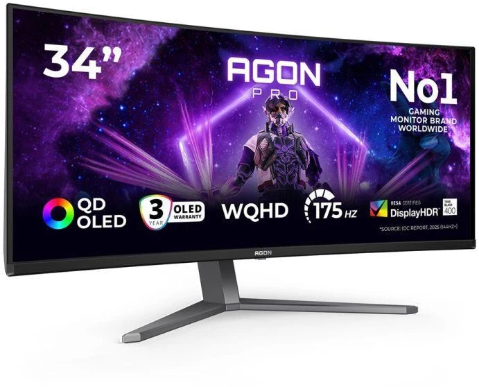 Monitorius AOC | AGON PRO AG346UCD | 34 " | OLED | WQHD | 21:9 | 175 Hz | 0.03 ms | 3440 x 1440 pikselių | 250 cd/m² | HDMI jungtys quantity 2