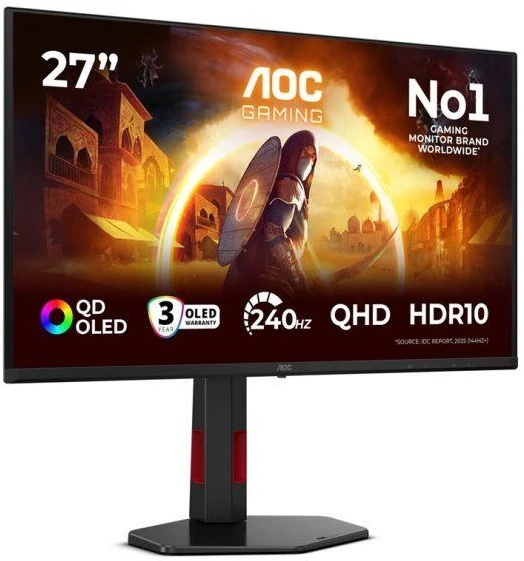 AOC G4 Q27G4ZDR kompiuterio monitorius 67,3 cm (26,5") 2560 x 1440 px Quad HD QD-OLED juodas, raudonas
