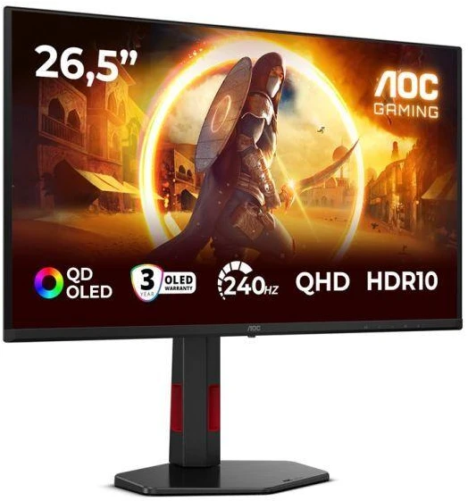 AOC G4 Q27G4ZDR kompiuterio monitorius 67,3 cm (26,5") 2560 x 1440 px Quad HD QD-OLED juodas, raudonas