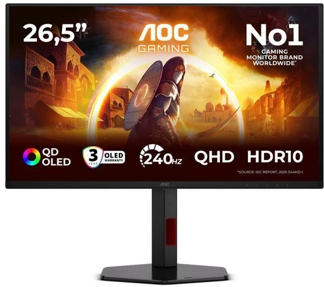 AOC G4 Q27G4ZDR kompiuterio monitorius 67,3 cm (26,5") 2560 x 1440 px Quad HD QD-OLED juodas, raudonas