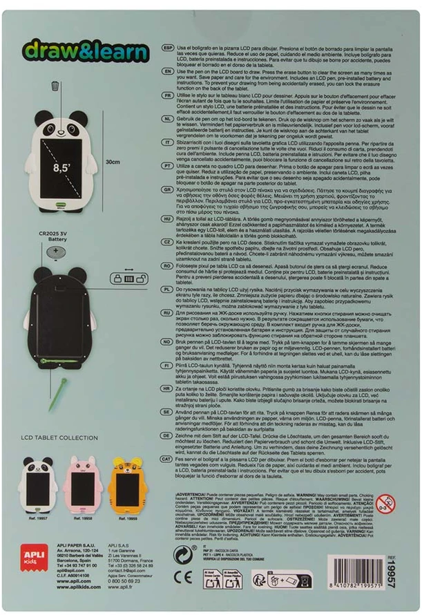 APLI Kids LCD piešimo lenta – Panda
