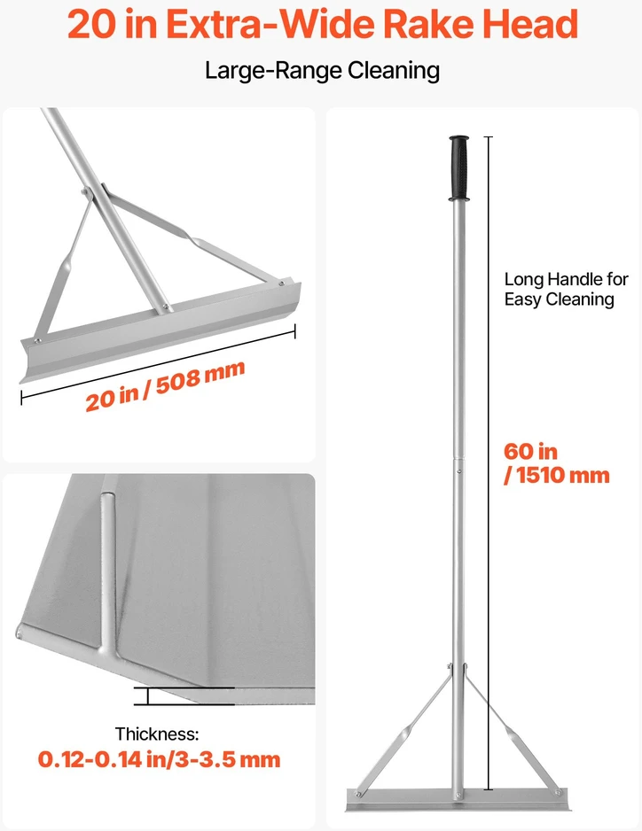 VEVOR lyginimo grėblys iš aliuminio 150 cm rankena