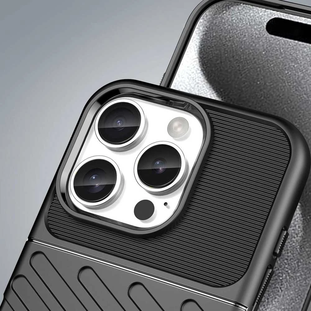 Hurtel Thunder Apple iPhone 16 Pro silikoninis – dėklas telefonui juodos spalvos
