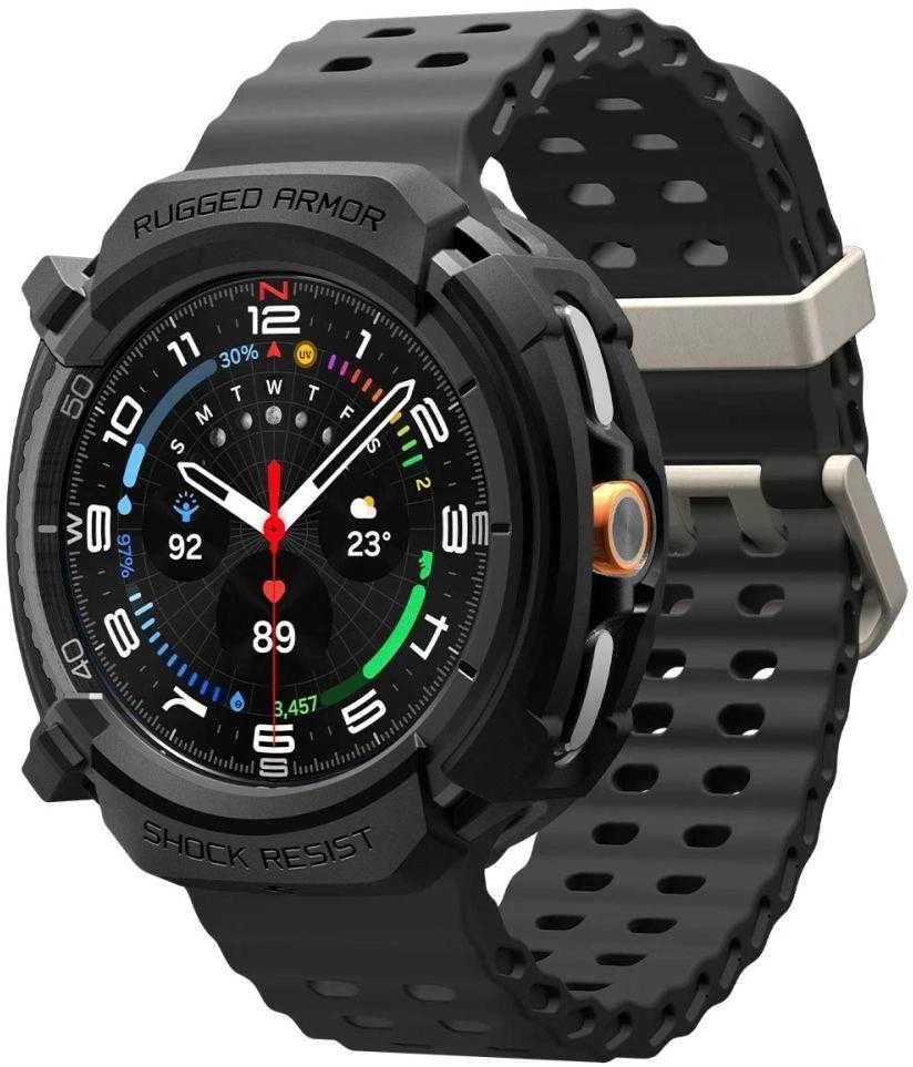 „Spigen Rugged Armor“, matinis juodas - „Galaxy Watch 8 Classic“ (46 mm)