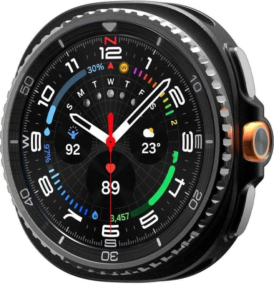 „Spigen Rugged Armor“, matinis juodas - „Galaxy Watch 8 Classic“ (46 mm)