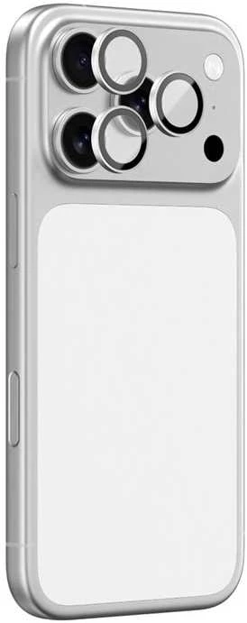 AmazingThing Sapphire Camera Glass skirtas Apple iPhone 17 Pro / Pro Max – su Sidabrinis Frame
