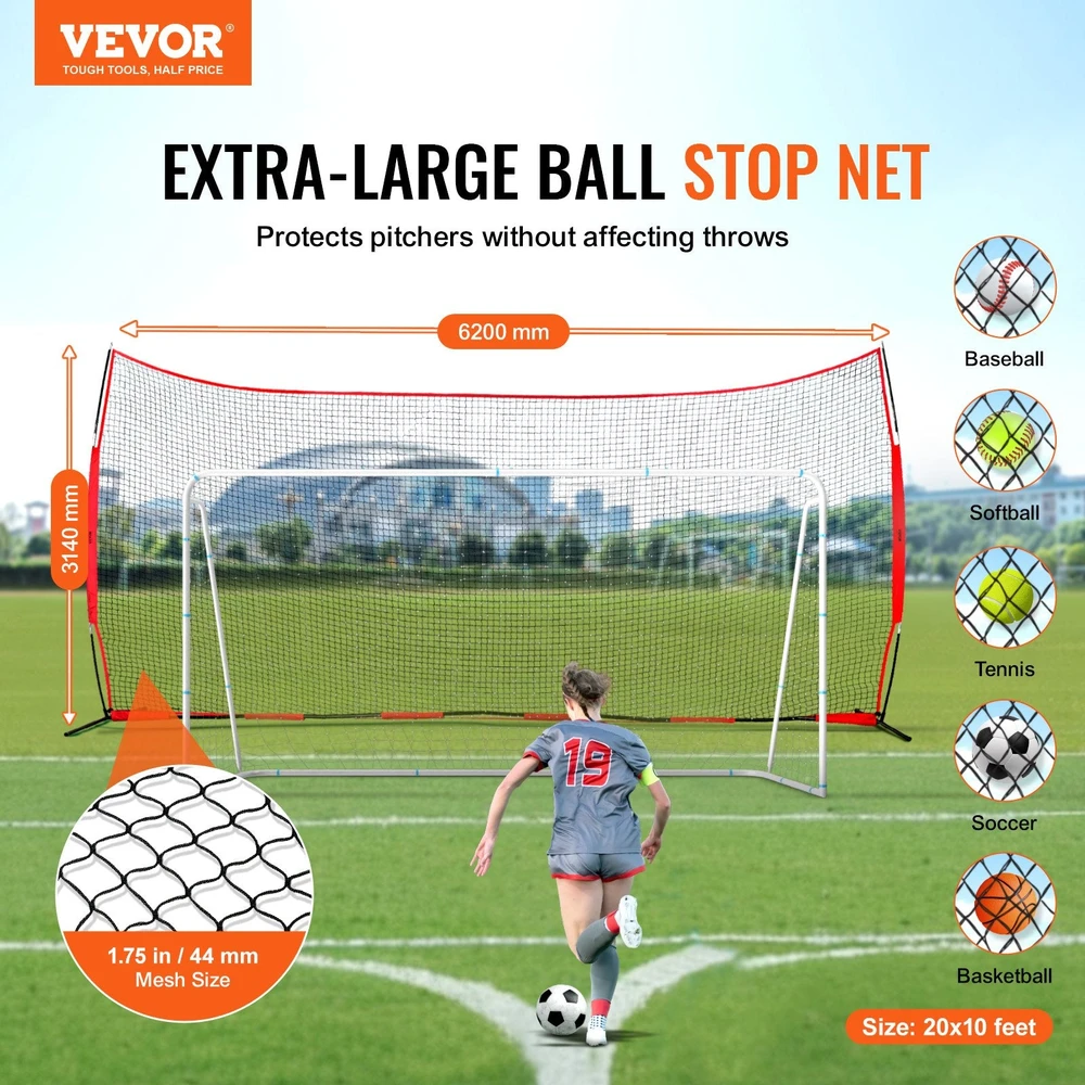 VEVOR Sporto tinklas, 6x3 m barjerinė tinklinė įranga