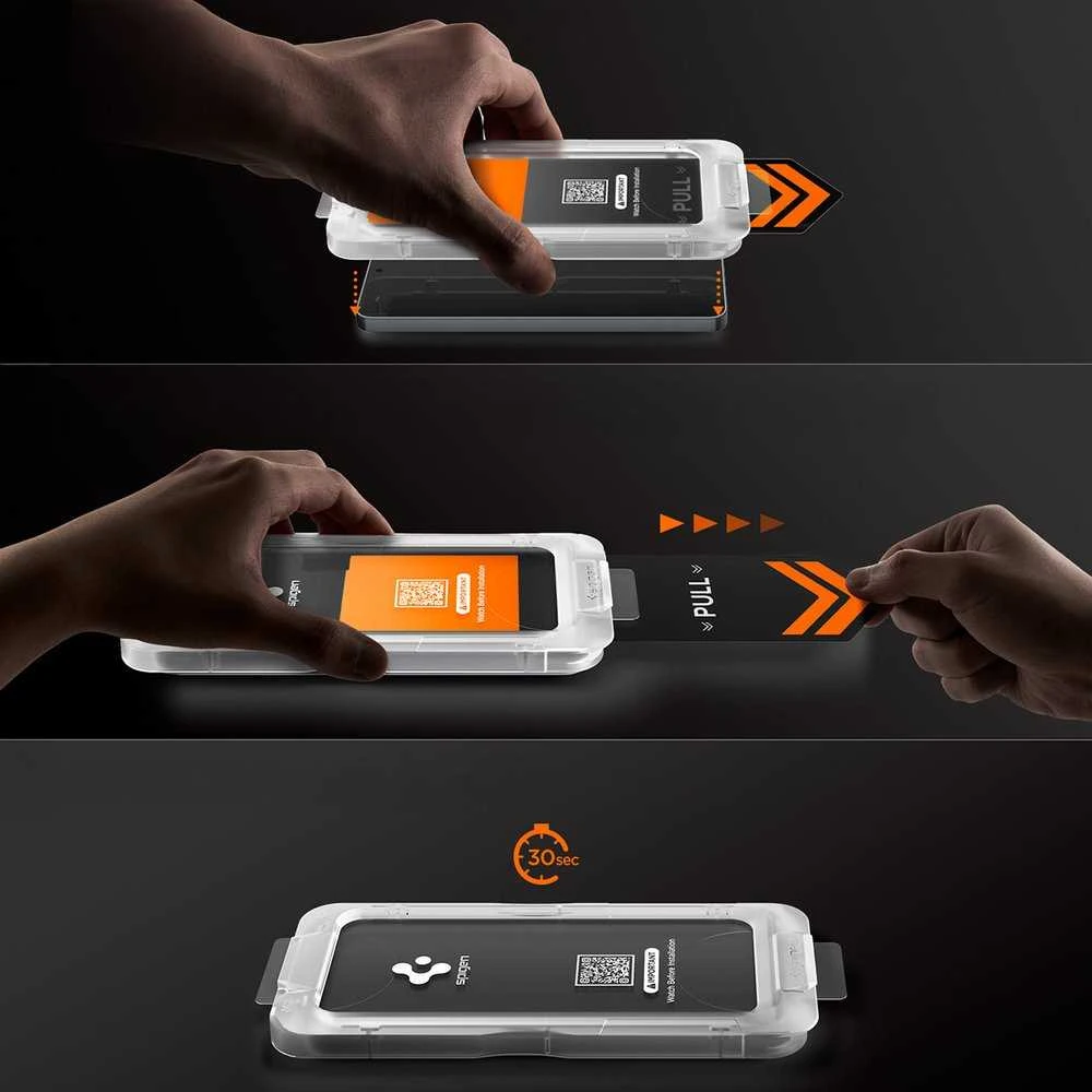 „Spigen Glass tR EZ Fit Pro HD“ (privatumo) 2 vnt., skaidrūs – „Samsung Galaxy S26+“