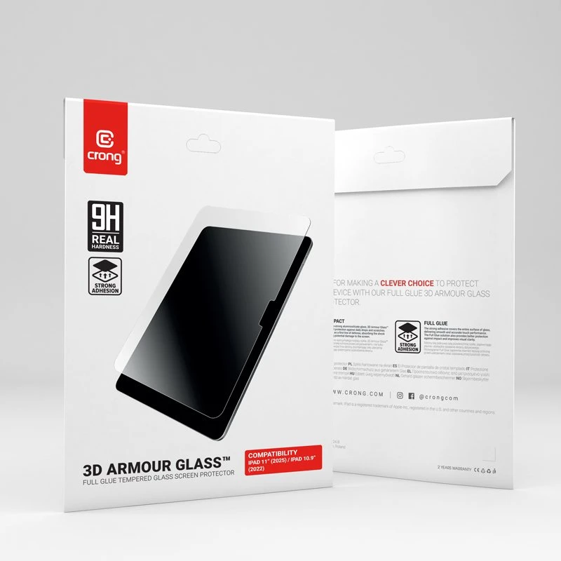 Crong 3D Armour Glass – Apsauginis stiklas iPad 11" (2025) / iPad 10.9" (2022)