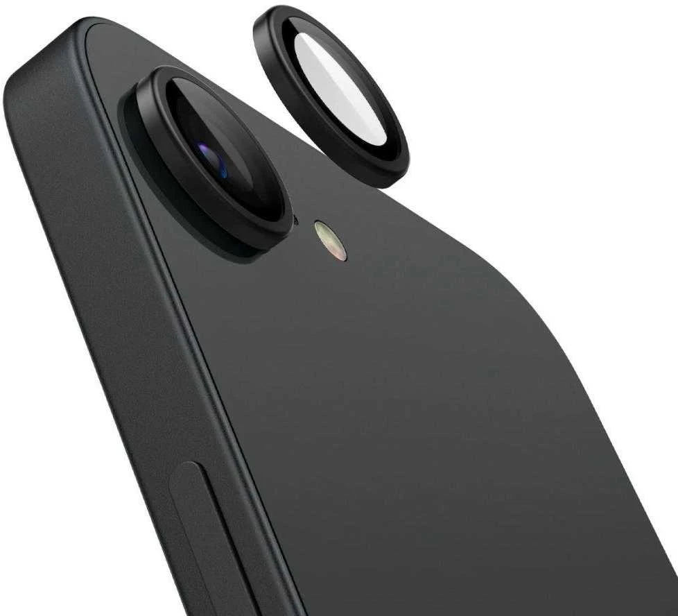 Kameros dėklas „Spigen Optik Pro Glas.TR“ „EZ FIT“ kameros apsaugai, 2 vnt., skirtas „Apple iPhone 16e“, juodas