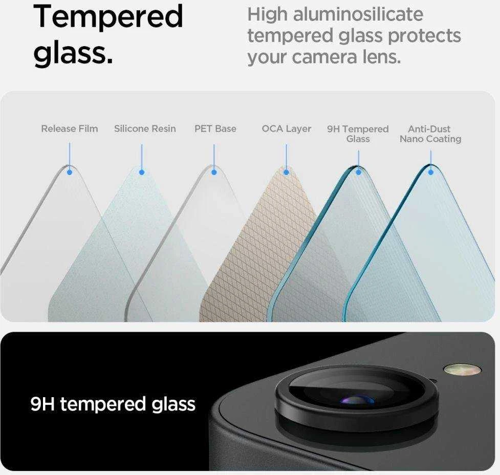 Kameros dėklas „Spigen Optik Pro Glas.TR“ „EZ FIT“ kameros apsaugai, 2 vnt., skirtas „Apple iPhone 16e“, juodas