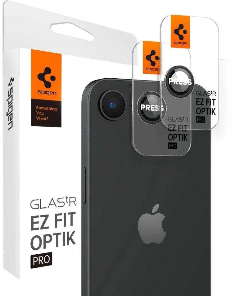 Kameros dėklas „Spigen Optik Pro Glas.TR“ „EZ FIT“ kameros apsaugai, 2 vnt., skirtas „Apple iPhone 16e“, juodas