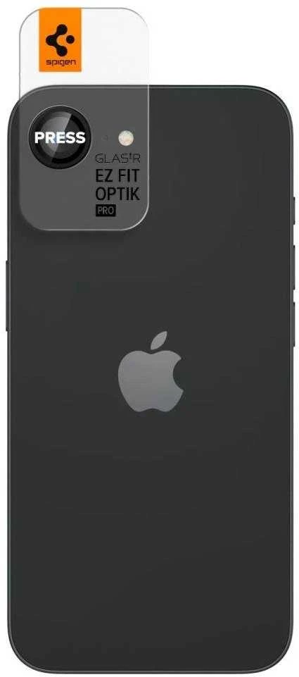 Kameros dėklas „Spigen Optik Pro Glas.TR“ „EZ FIT“ kameros apsaugai, 2 vnt., skirtas „Apple iPhone 16e“, juodas