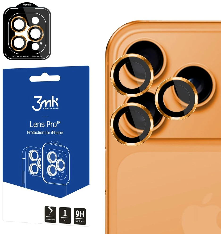 3Mk Protection 3mk grūdinto stiklo lęšių apsauga iPhone 17 Pro / 17 Pro Max - oranžinis