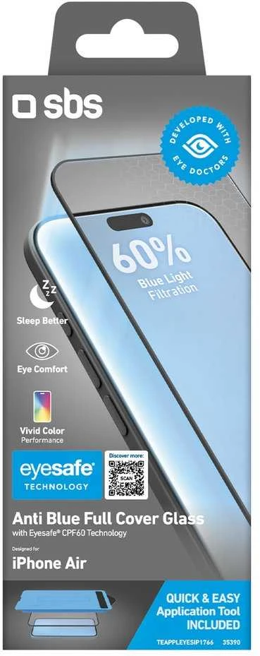 SBS Eyesafe grūdintas stiklas iPhone Air su aplikatoriumi