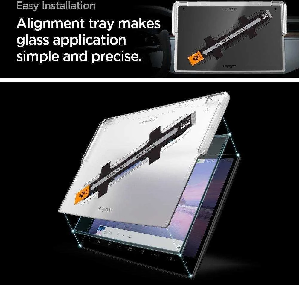 TEMPERED GLASS Spigen GLAS.TR "EZ FIT" TESLA MODEL X 2022 / MODEL S 2021 Juodas