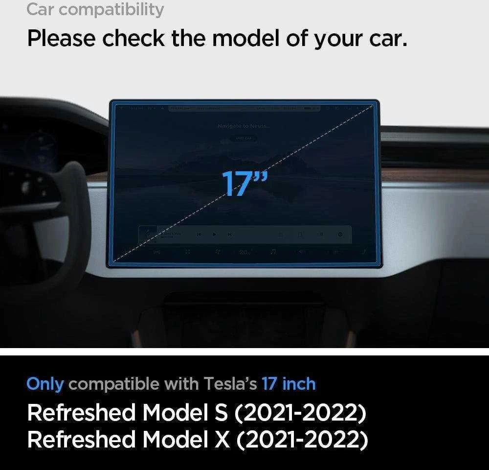 TEMPERED GLASS Spigen GLAS.TR "EZ FIT" TESLA MODEL X 2022 / MODEL S 2021 Juodas
