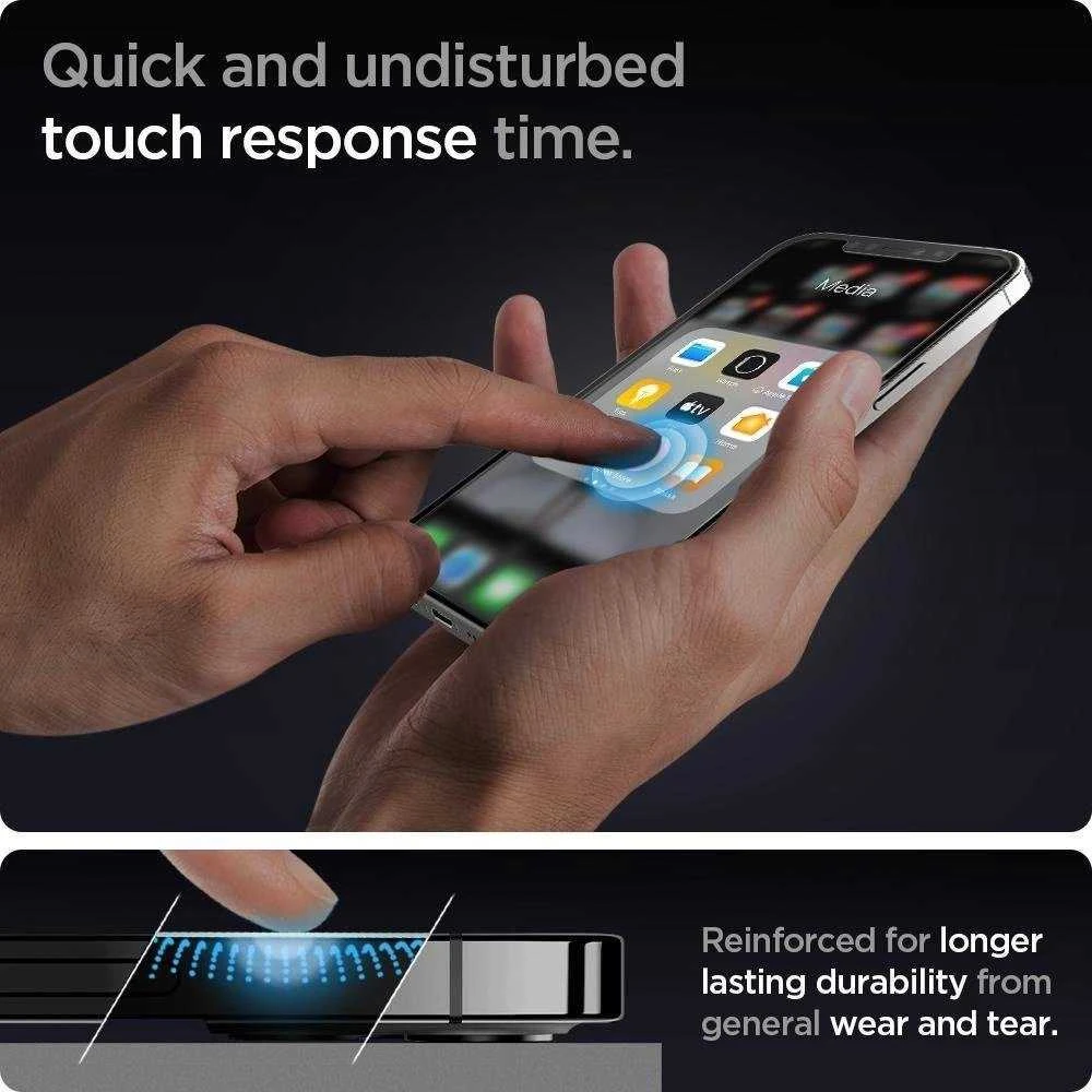 Apsauginis ekrano stiklas Spigen TR „EZ FIT” 2-pack Apple iPhone 12/12 Pro
