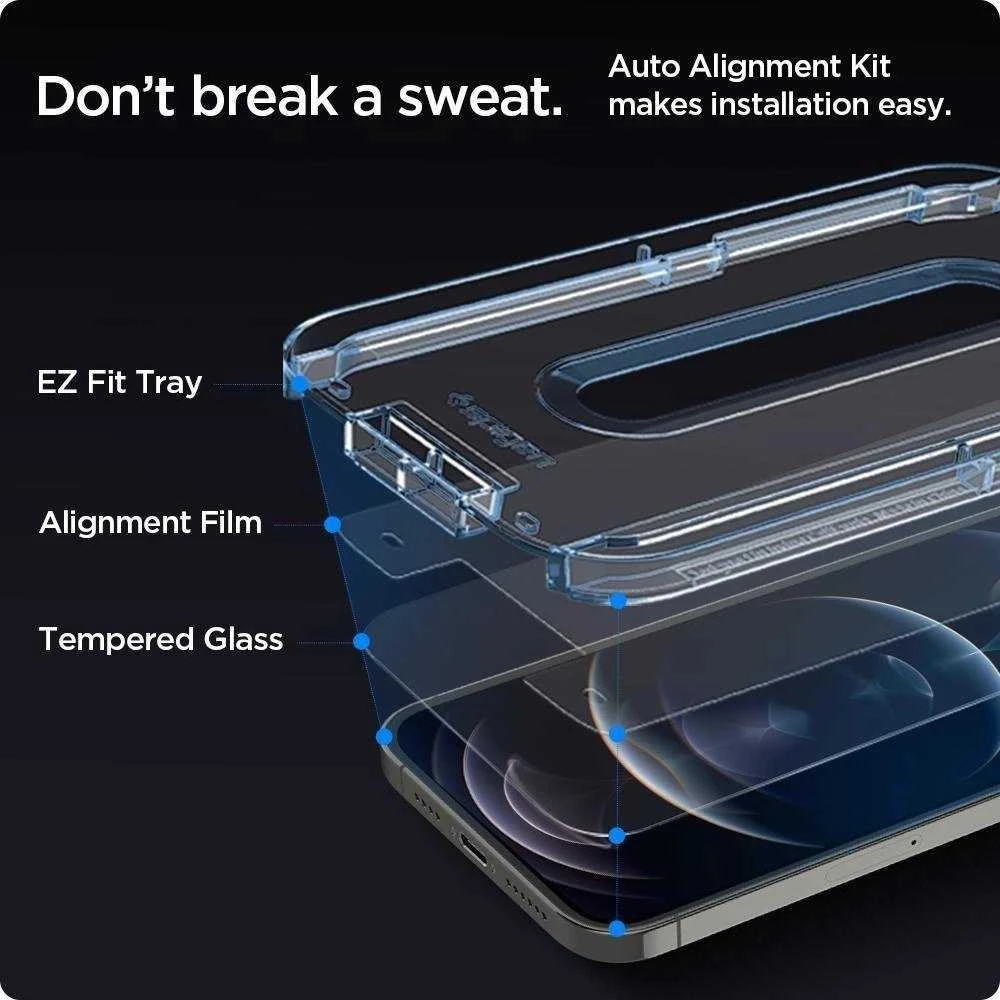 Apsauginis ekrano stiklas Spigen TR „EZ FIT” 2-pack Apple iPhone 12/12 Pro
