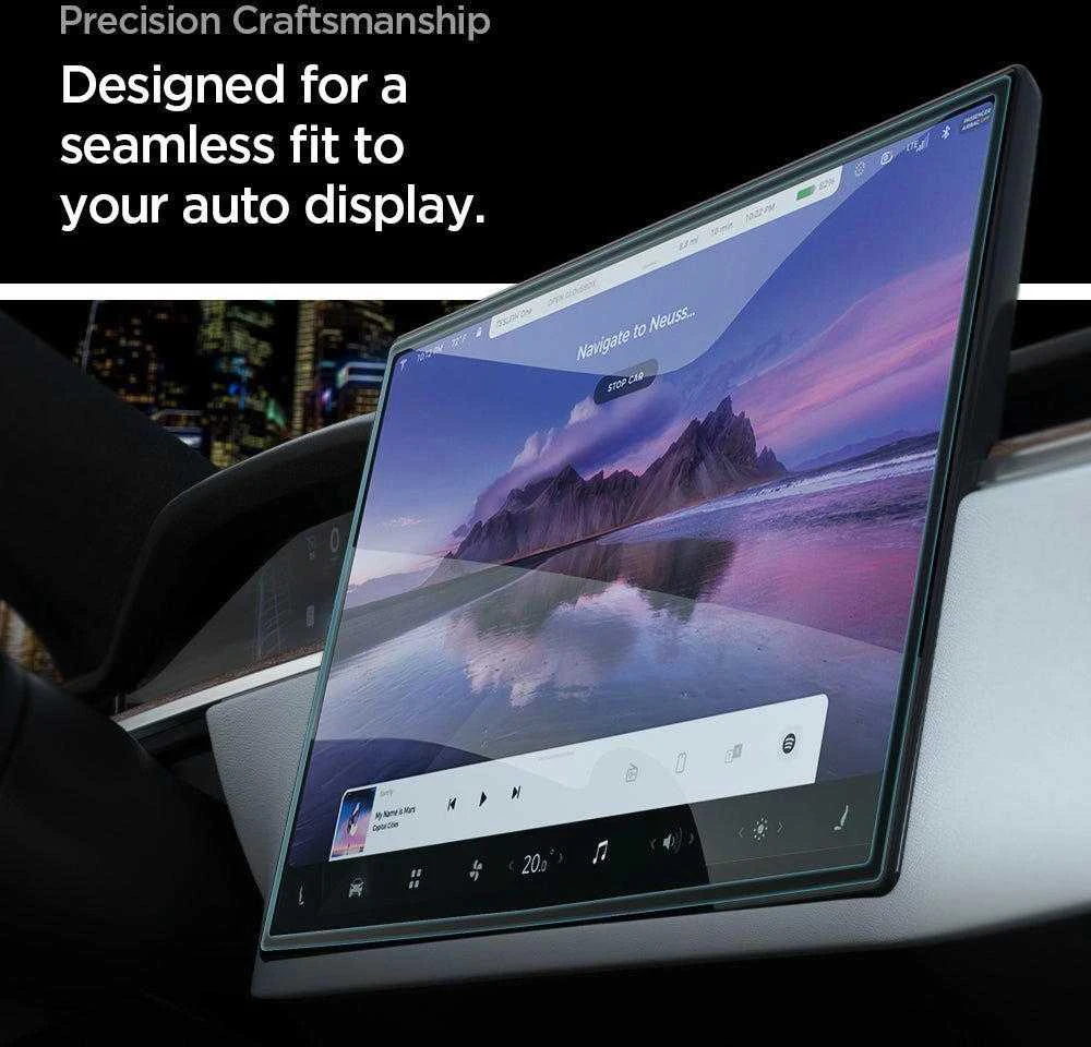 TEMPERED GLASS Spigen GLAS.TR "EZ FIT" TESLA MODEL X 2022 / MODEL S 2021 Juodas