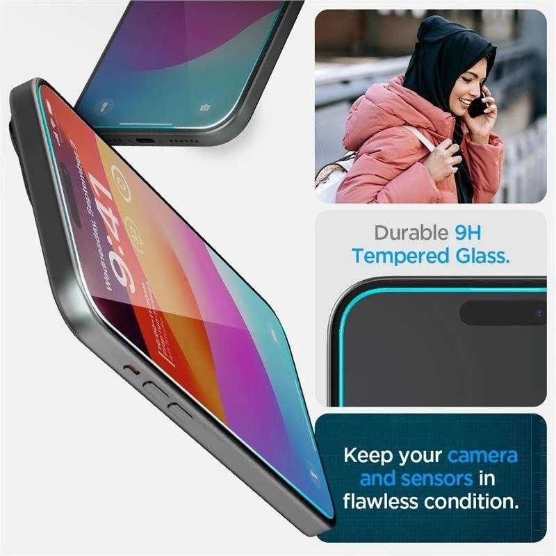 Spigen grūdintas stiklas GLAS.TR EZ FIT 2-PACK skirtas iPhone 15 6,1 Clear