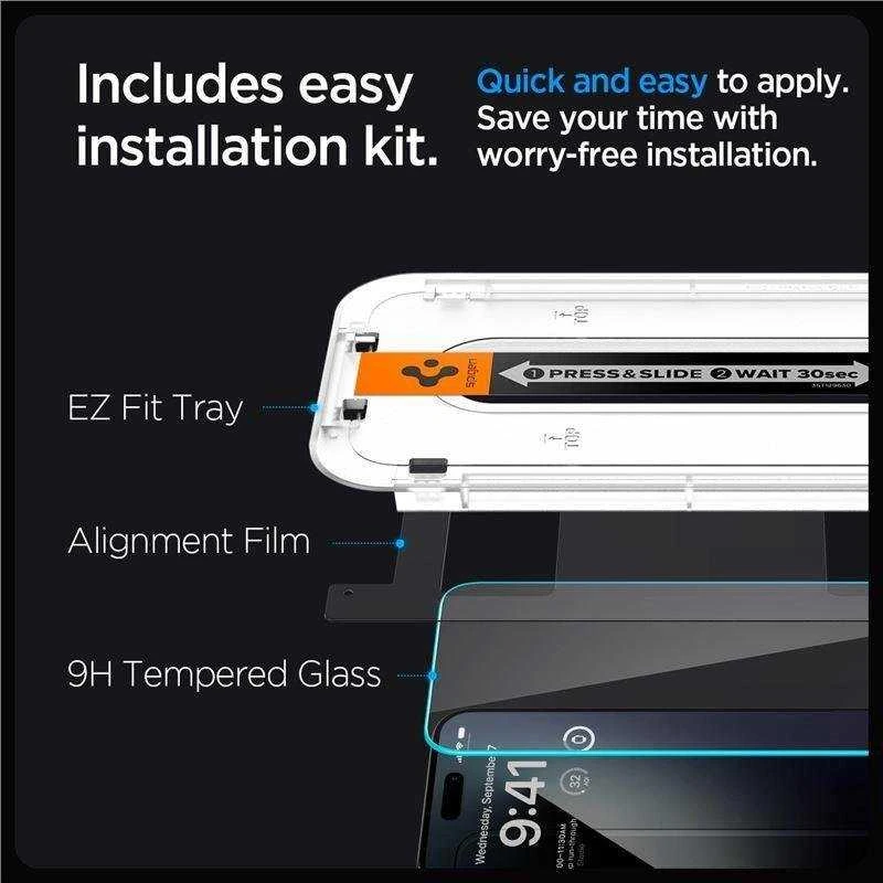 Szko do etui + Aplikator Spigen Glas.tR EZ Fit 2 vnt. do iPhone 15 Pro