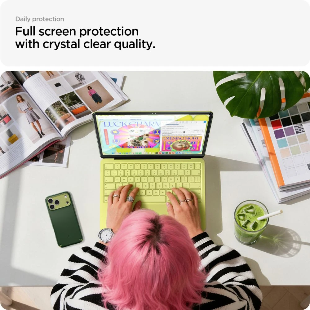 GRŪDINTAS STIKLAS SPIGEN GLAS.TR SLIM FC MACBOOK NEO 13 2026 Juodas