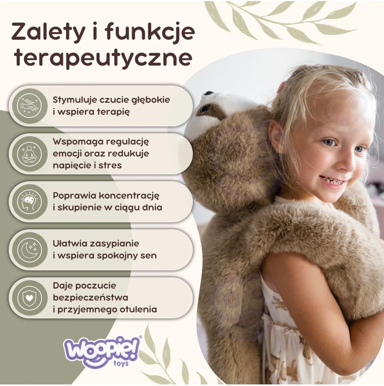 Woopie sensorinis pliušinis žaislas Tinginys 1kg