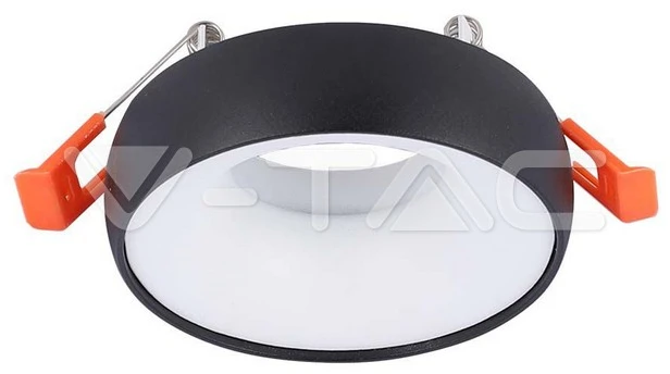 V-tac Apvalus GU10 lemputės rėmelis, juodas korpusas/baltas reflektorius