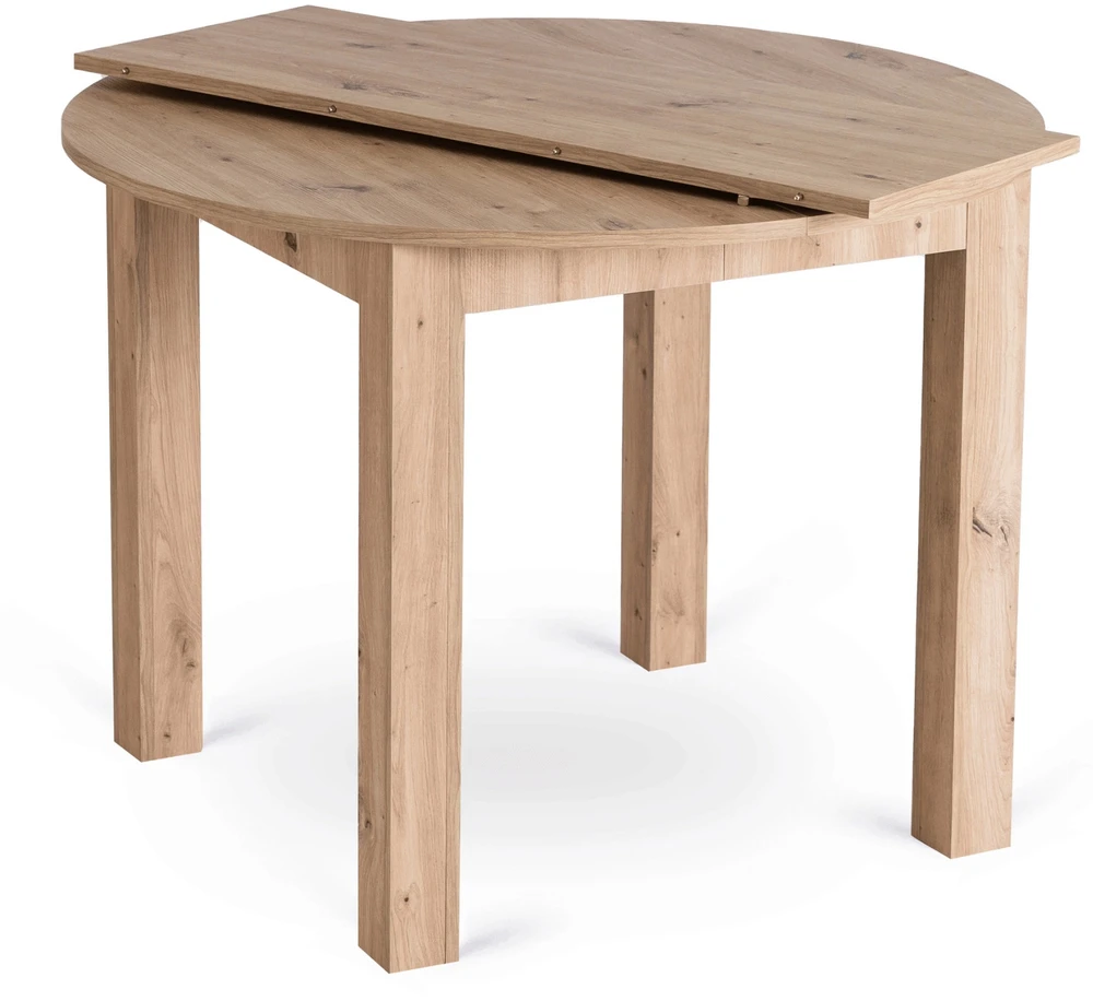 Apvalus išskleidžiamas stalas 102–142 cm, Artisan ąžuolo spalvos