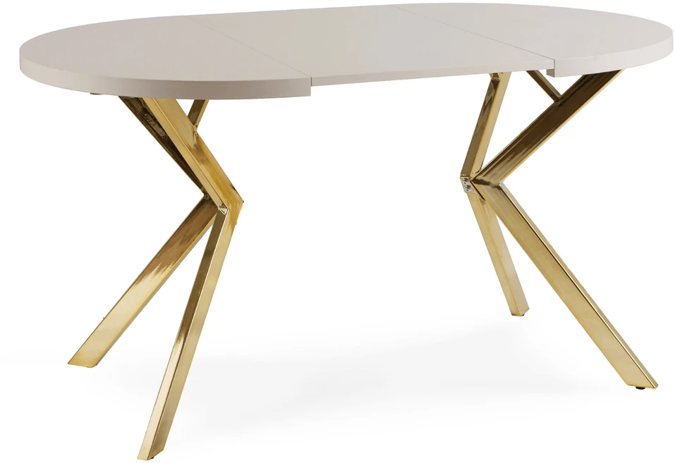 Apvalus išskleidžiamas stalas Modern, 100–250 cm, kašmyro/aukso spalvos, žvilgantis