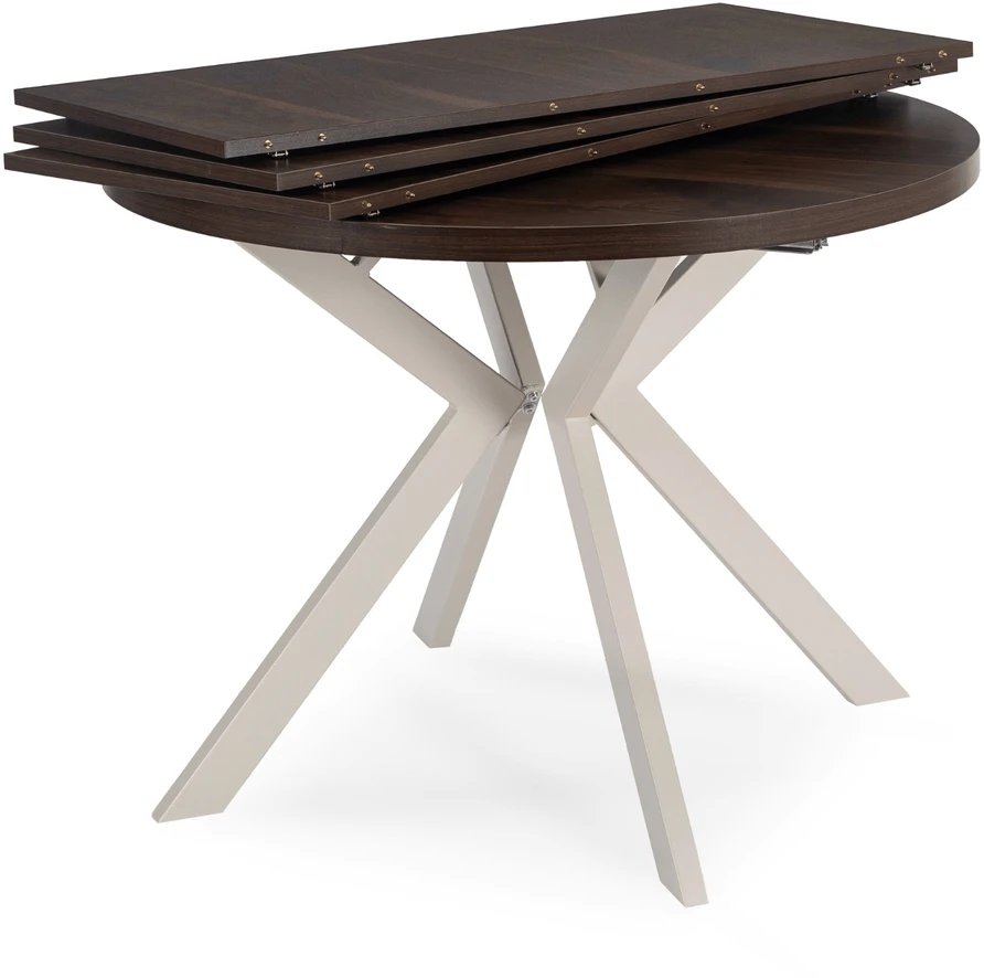 Apvalus išskleidžiamas stalas Modern, 100–250 cm, riešuto spalvos/kašmyro spalvos, modernus