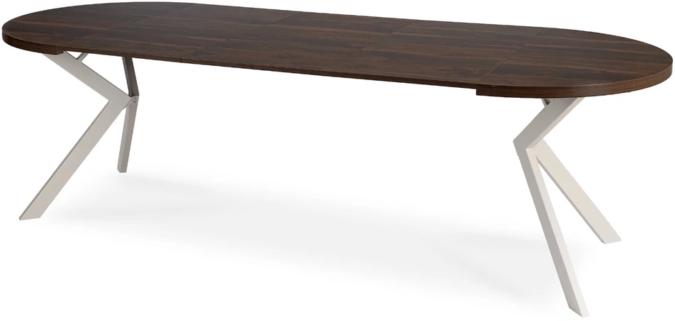 Apvalus išskleidžiamas stalas Modern, 100–250 cm, riešuto spalvos/kašmyro spalvos, modernus