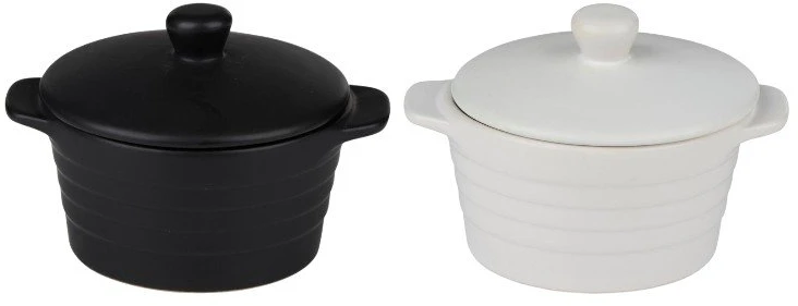 Alpina - Ceramic ovenproof dish with lid, round, 13x10 cm, 210 ml (baltas)