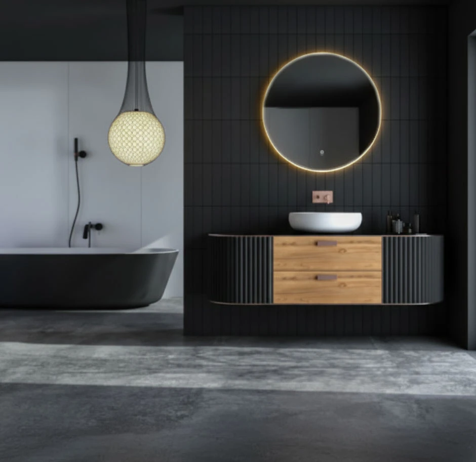 Apvalus LED vonios veidrodis 80 cm su 3 šviesos spalvomis ModernHome