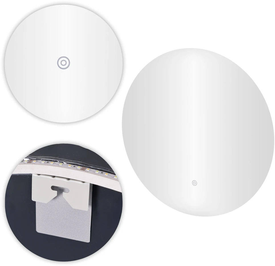 Apvalus LED vonios veidrodis 80 cm su 3 šviesos spalvomis ModernHome