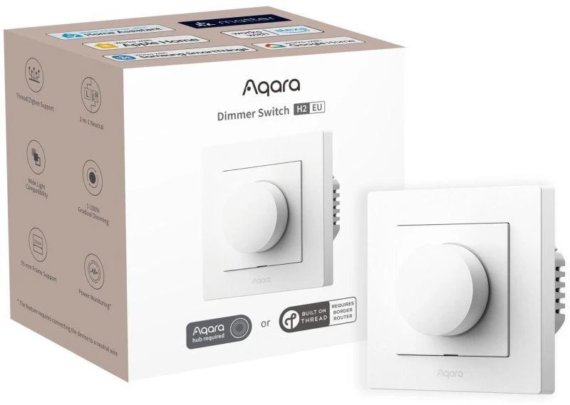 Aqara H2 Dimmer Switch išmanusis Zigbee ir Thread 1 kanalo Šviesos reguliatorius baltas